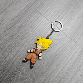 BRAND NEW DRAGON BALL Z SUPER SAIYAN GOKU DOUBLE SIDED RUBBER RING RUBBER KEYCHAIN KEY TAG RINGS