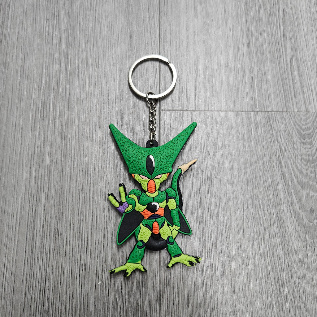 BRAND NEW DRAGON BALL Z CELL DOUBLE SIDED RUBBER RING RUBBER KEYCHAIN KEY TAG RINGS