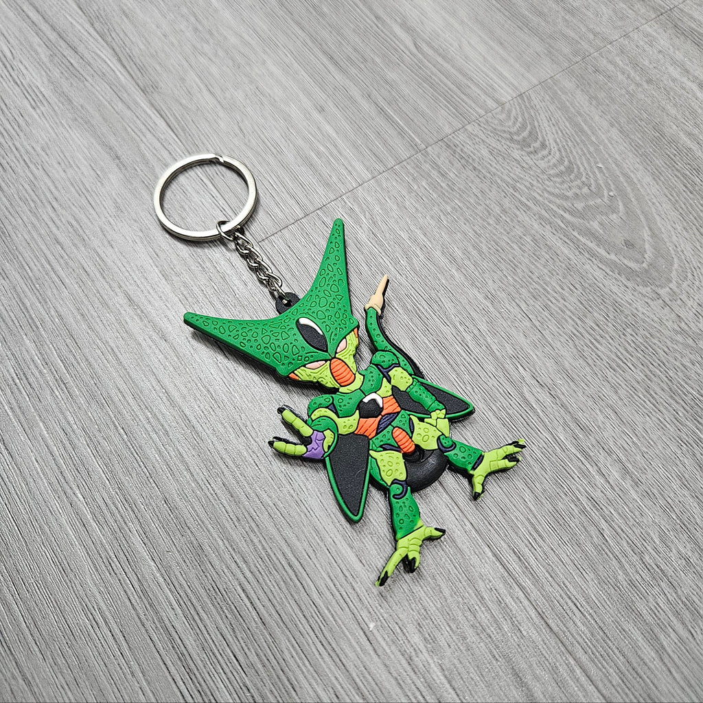 BRAND NEW DRAGON BALL Z CELL DOUBLE SIDED RUBBER RING RUBBER KEYCHAIN KEY TAG RINGS