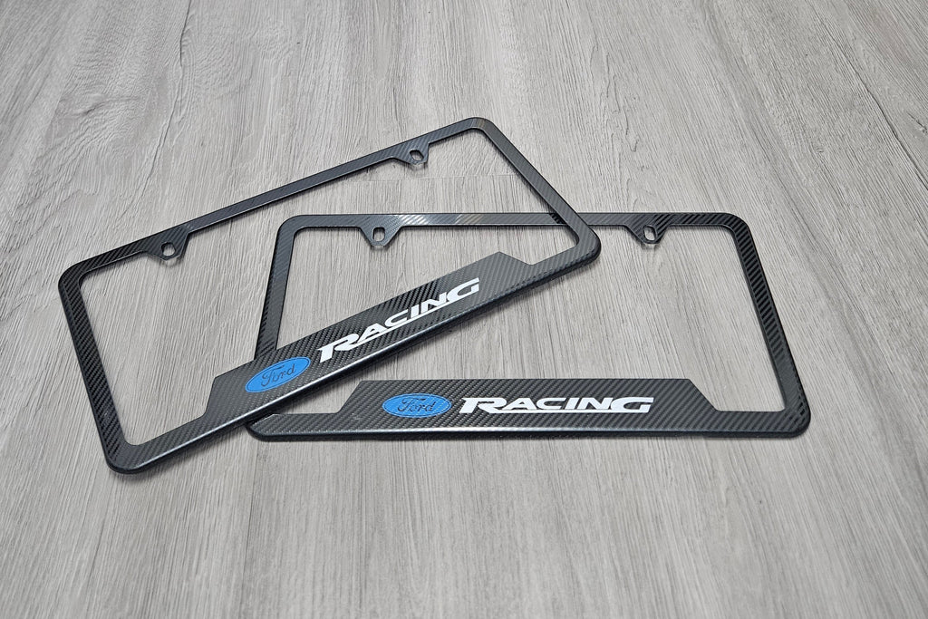 Brand New Universal 2PCS Ford Racing Metal Carbon Fiber Style License Plate Frame