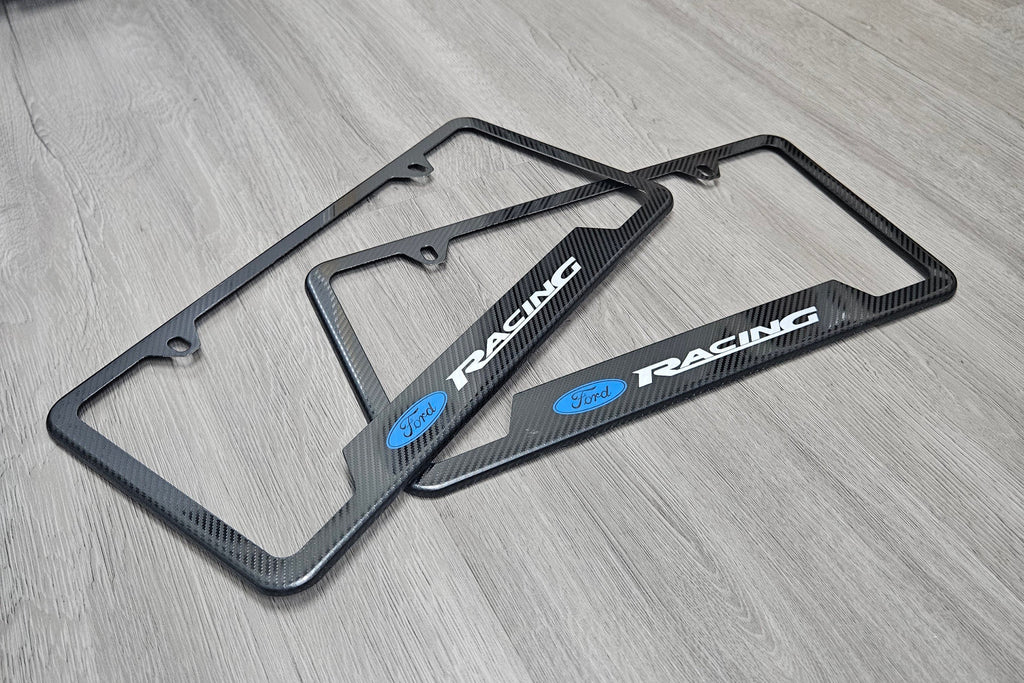 Brand New Universal 2PCS Ford Racing Metal Carbon Fiber Style License Plate Frame