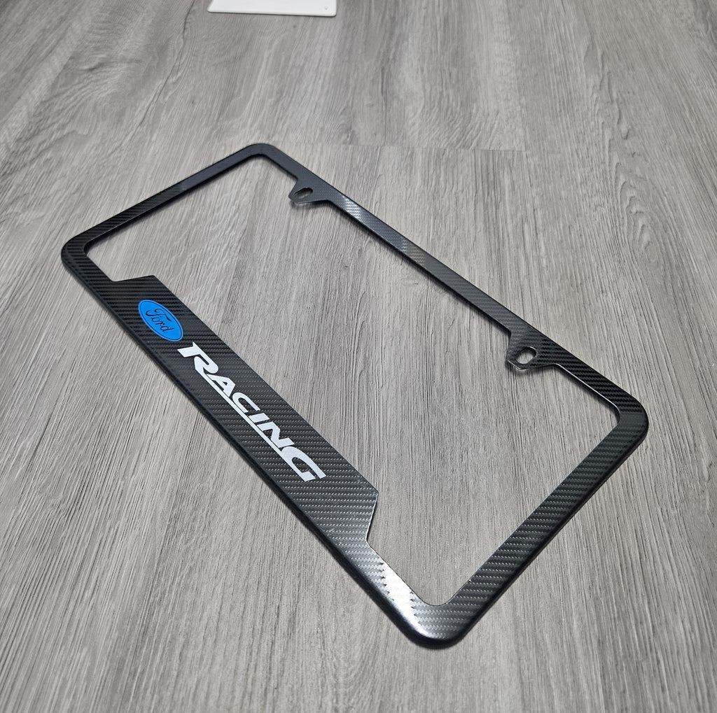Brand New Universal 1PCS Ford Racing Metal Carbon Fiber Style License Plate Frame