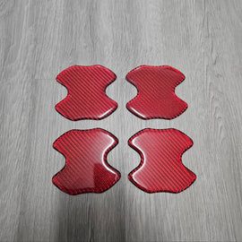 BRAND NEW UNIVERSAL 4PCS REAL CARBON FIBER RED ANTI-SCRATCH DOOR HANDLE PROTECTOR