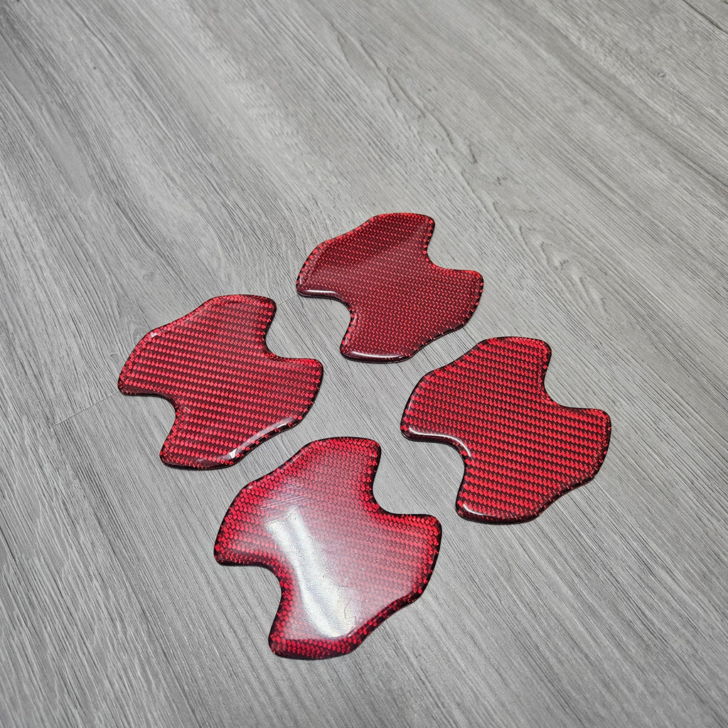 BRAND NEW UNIVERSAL 4PCS REAL CARBON FIBER RED ANTI-SCRATCH DOOR HANDLE PROTECTOR