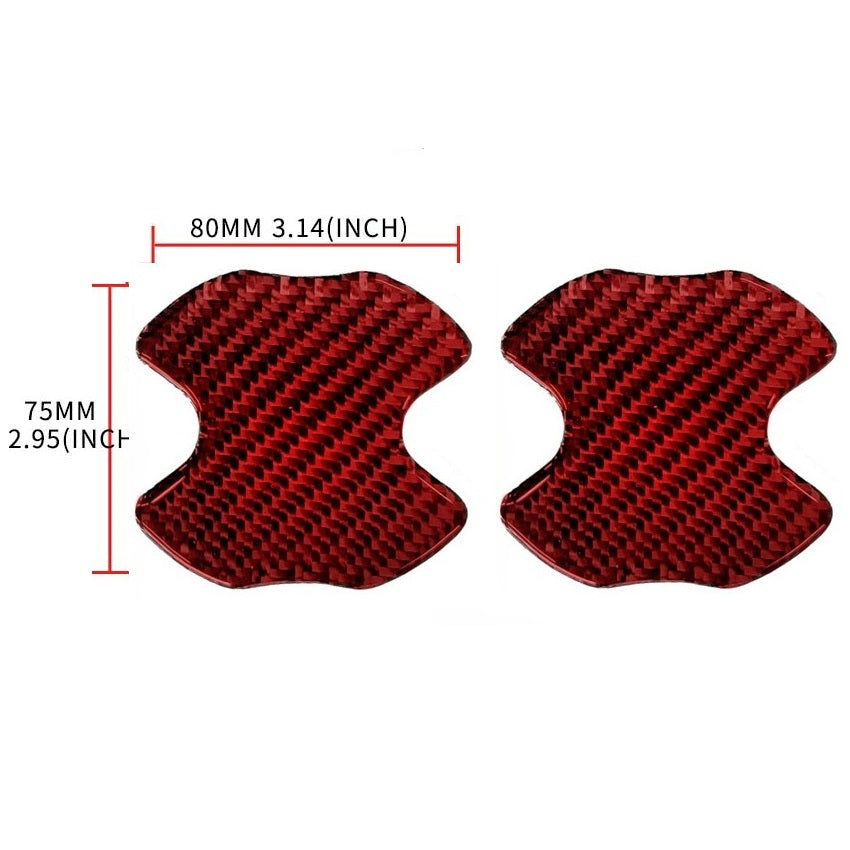 BRAND NEW UNIVERSAL 2PCS REAL CARBON FIBER RED ANTI-SCRATCH DOOR HANDLE PROTECTOR