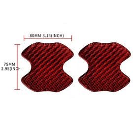 BRAND NEW UNIVERSAL 2PCS REAL CARBON FIBER RED ANTI-SCRATCH DOOR HANDLE PROTECTOR