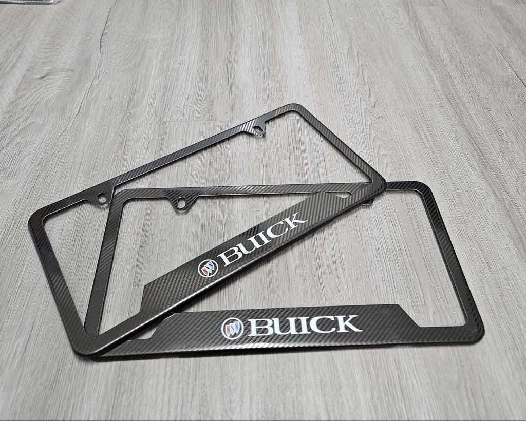 Brand New Universal 2PCS Buick Metal Carbon Fiber Style License Plate Frame