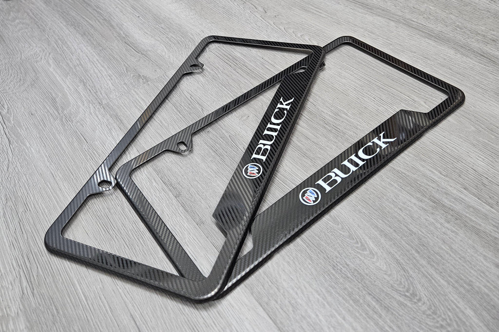 Brand New Universal 2PCS Buick Metal Carbon Fiber Style License Plate Frame