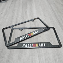 Load image into Gallery viewer, Brand New Universal 2PCS Ralliart Metal Carbon Fiber Style License Plate Frame