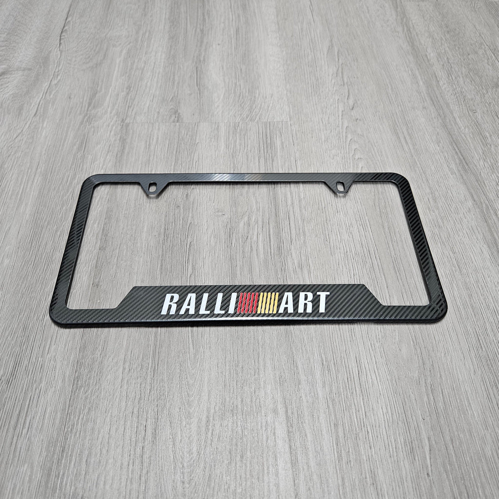 Brand New Universal 1PCS Ralliart Metal Carbon Fiber Style License Plate Frame