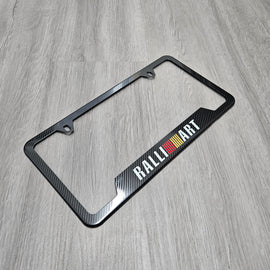Brand New Universal 1PCS Ralliart Metal Carbon Fiber Style License Plate Frame