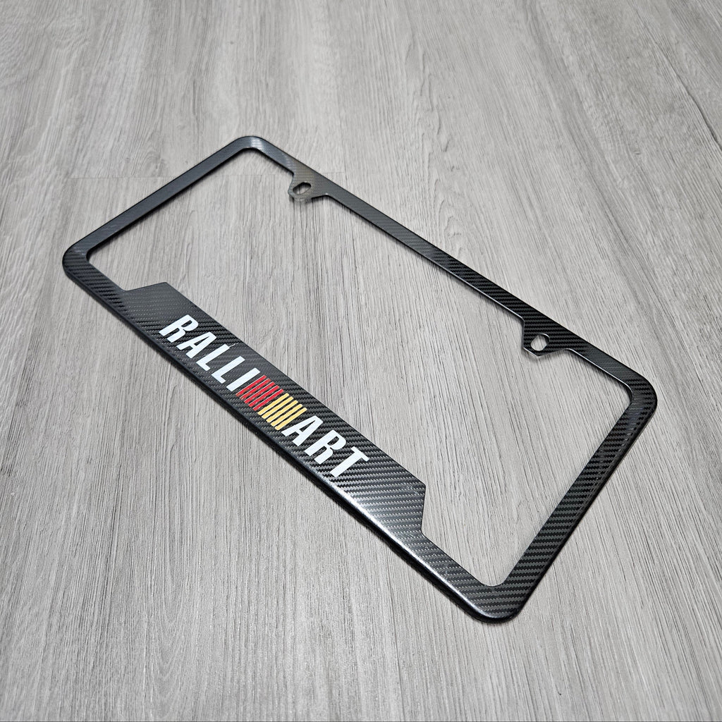 Brand New Universal 1PCS Ralliart Metal Carbon Fiber Style License Plate Frame