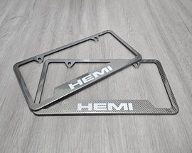 Brand New Universal 2PCS HEMI Metal Carbon Fiber Style License Plate Frame