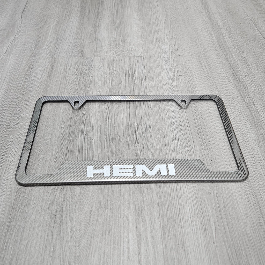 Brand New Universal 1PCS HEMI Metal Carbon Fiber Style License Plate Frame