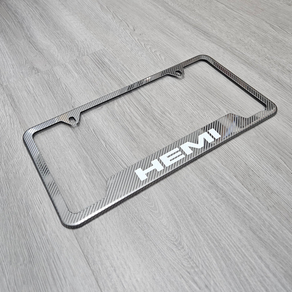 Brand New Universal 1PCS HEMI Metal Carbon Fiber Style License Plate Frame