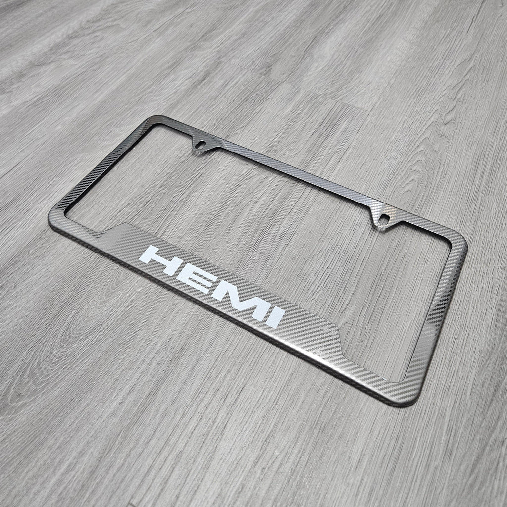 Brand New Universal 1PCS HEMI Metal Carbon Fiber Style License Plate Frame