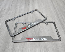 Load image into Gallery viewer, Brand New Universal 2PCS Mustang Metal Carbon Fiber Style License Plate Frame