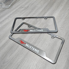 Load image into Gallery viewer, Brand New Universal 2PCS Mustang Metal Carbon Fiber Style License Plate Frame