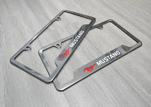 Load image into Gallery viewer, Brand New Universal 2PCS Mustang Metal Carbon Fiber Style License Plate Frame