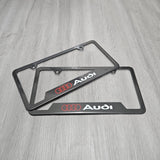 Brand New Universal 2PCS AUDI Metal Carbon Fiber Style License Plate Frame