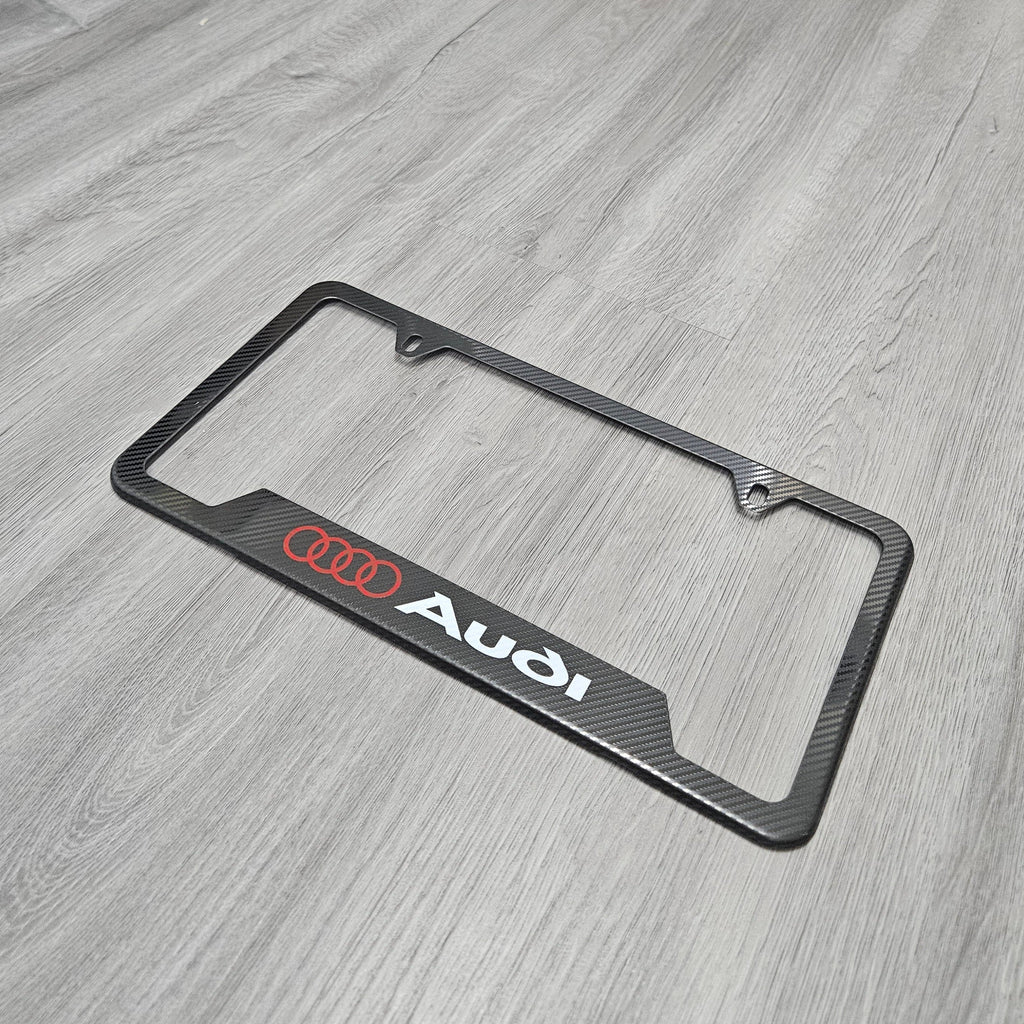 Brand New Universal 1PCS AUDI Metal Carbon Fiber Style License Plate Frame