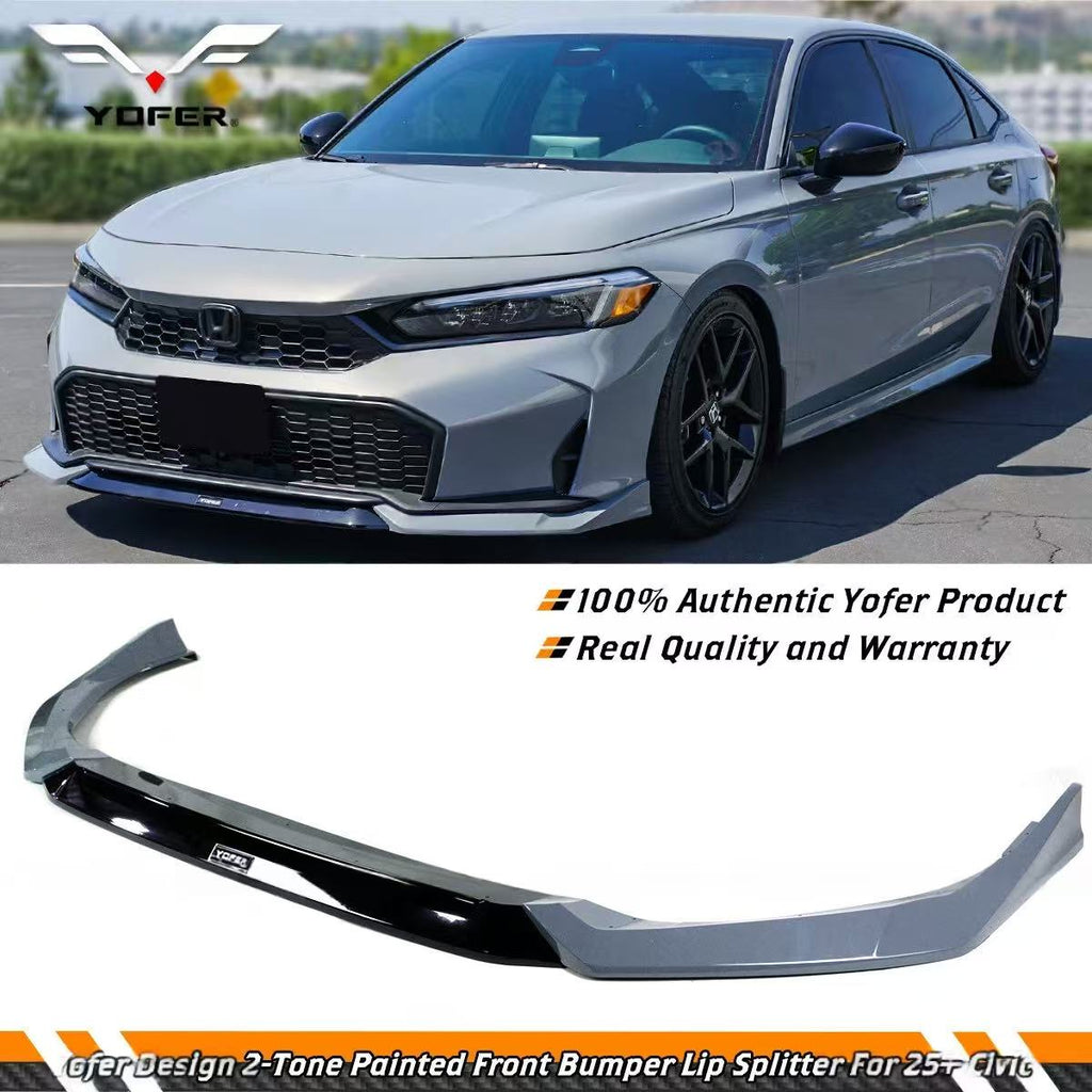 BRAND NEW 3PCS 2025-2026 Honda Civic 11th Gen Yofer Urban Gray Pearl 2-Tone Bumper Lip Splitter Kit