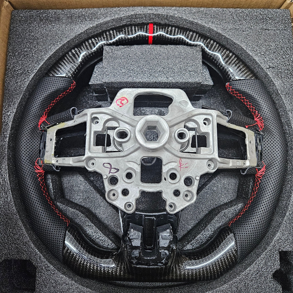 BRAND NEW 2015-2023 FORD MUSTANG ECO BOOST/ GT/ SHELBY GT350/ GT350R Real Carbon Fiber Steering Wheel With Replacement Trim