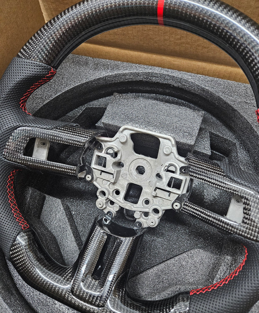 BRAND NEW 2015-2023 FORD MUSTANG ECO BOOST/ GT/ SHELBY GT350/ GT350R Real Carbon Fiber Steering Wheel With Replacement Trim
