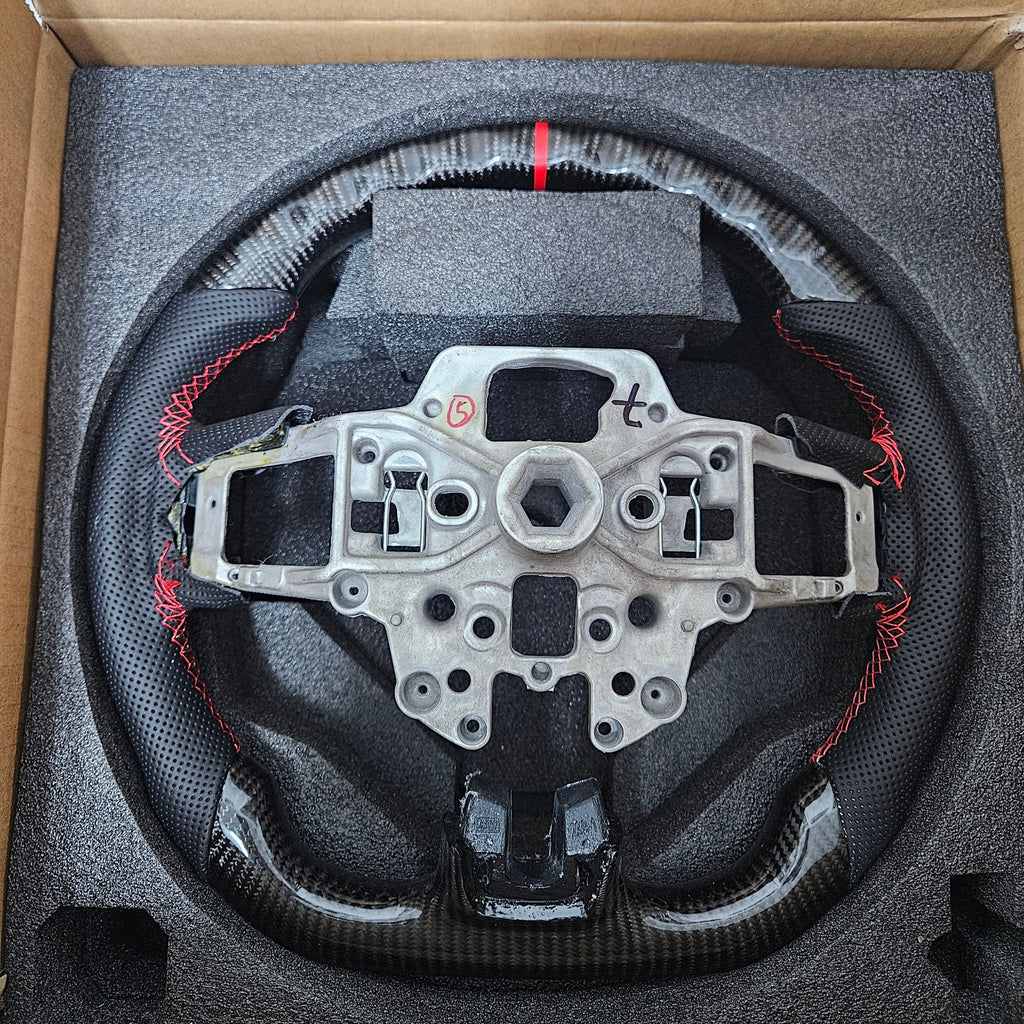 BRAND NEW 2015-2023 FORD MUSTANG ECO BOOST/ GT/ SHELBY GT350/ GT350R Real Carbon Fiber Steering Wheel Without Replacement Trim
