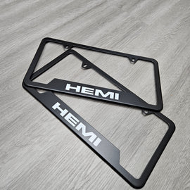Brand New Universal 2PCS HEMI Metal Black License Plate Frame