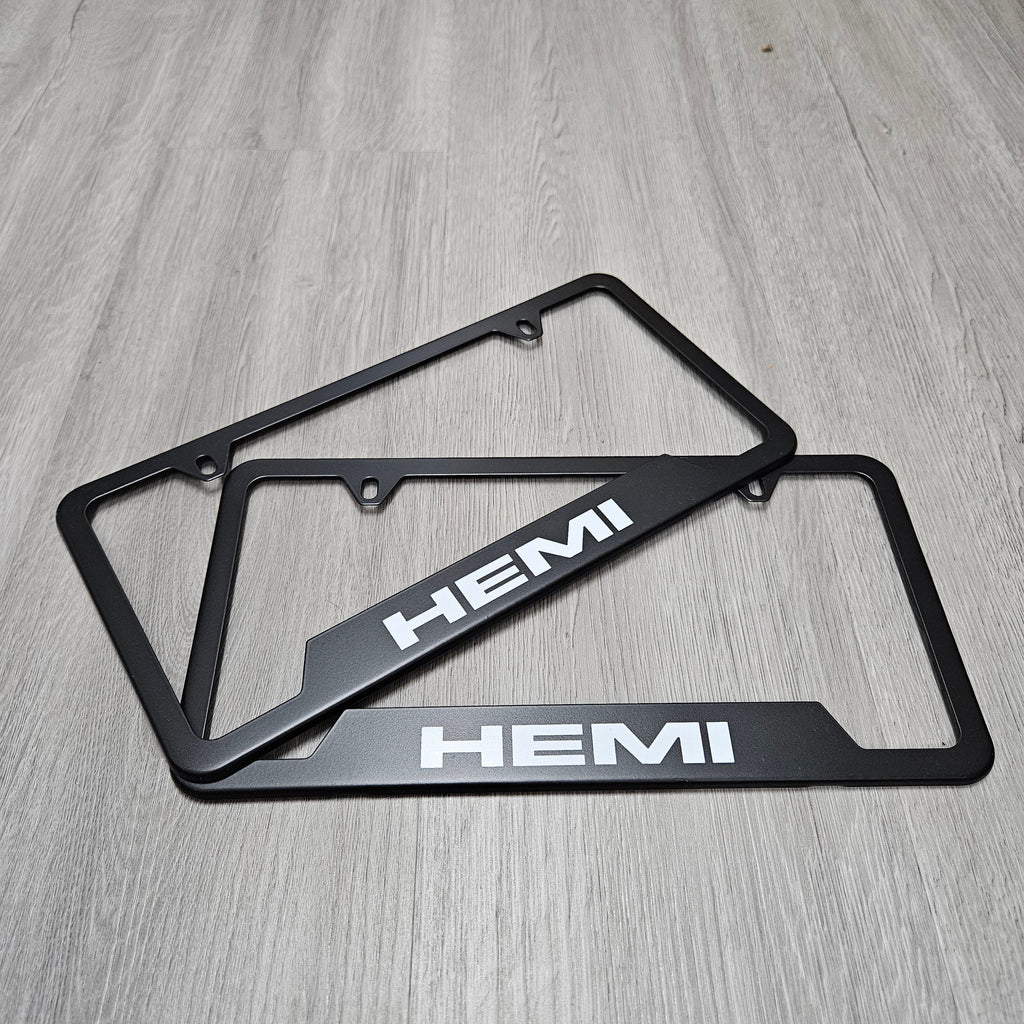 Brand New Universal 2PCS HEMI Metal Black License Plate Frame
