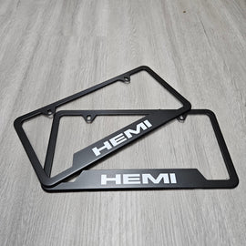 Brand New Universal 2PCS HEMI Metal Black License Plate Frame