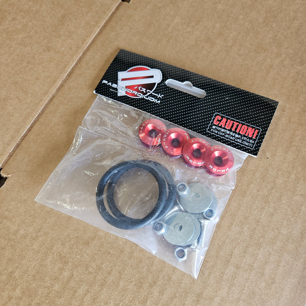Brand New Universal Password JDM Red Aluminum Car Bumper Trunk Fender Hatch Lids Quick Release Fastener