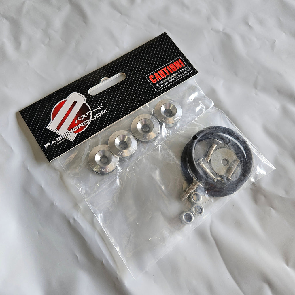 Brand New Universal Password JDM Silver Aluminum Car Bumper Trunk Fender Hatch Lids Quick Release Fastener