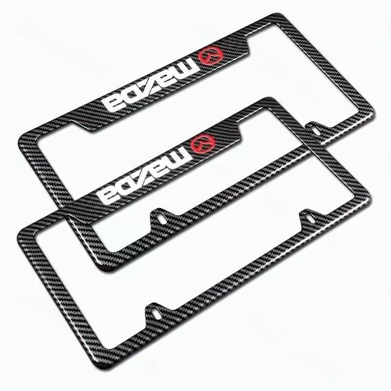Brand New Universal 2PCS MAZDA Metal Carbon Fiber Pattern License Plate Frame