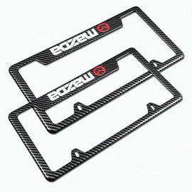 Brand New Universal 2PCS MAZDA Metal Carbon Fiber Pattern License Plate Frame