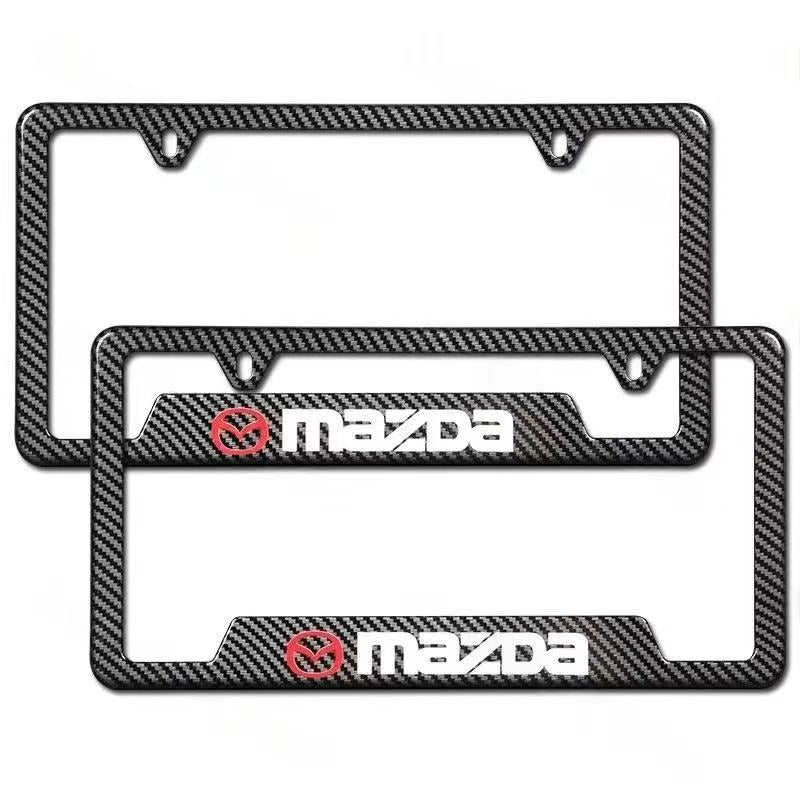 Brand New Universal 2PCS MAZDA Metal Carbon Fiber Pattern License Plate Frame