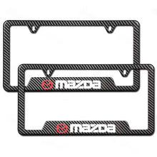 Load image into Gallery viewer, Brand New Universal 2PCS MAZDA Metal Carbon Fiber Pattern License Plate Frame