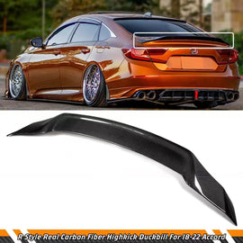 Brand New 2018-2022 HONDA ACCORD R STYLE REAL CARBON FIBER HIGHKICK DUCKBILL TRUNK SPOILER
