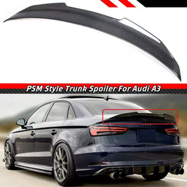 BRAND NEW 2014-2020 AUDI A3 S3 RS3 SEDAN PSM STYLE HIGH KICK REAL CARBON FIBER TRUNK LID SPOILER WING