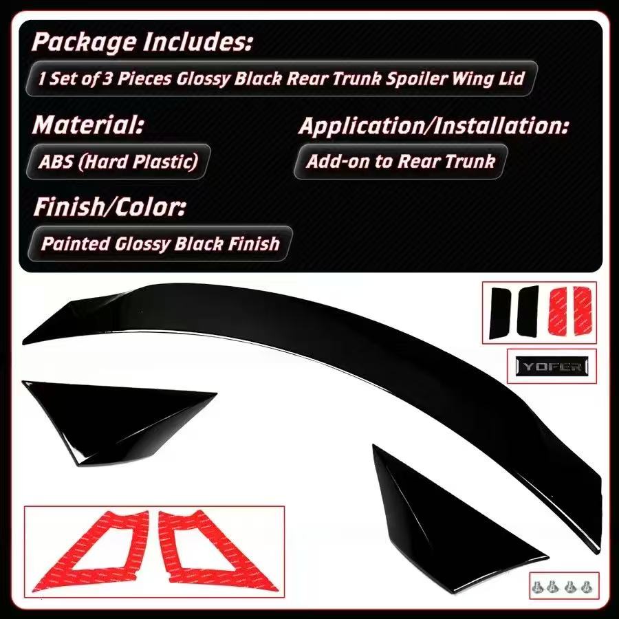 BRAND NEW 2025-2026 TESLA MODEL Y JUNIPER YOFER PAINTED GLOSSY BLACK TRUNK LID SPOILER