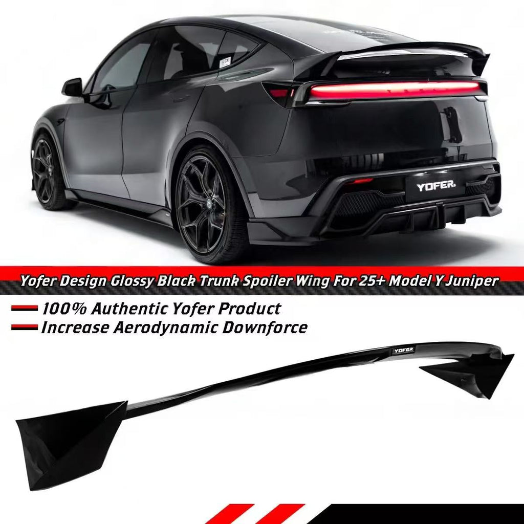 BRAND NEW 2025-2026 TESLA MODEL Y JUNIPER YOFER PAINTED GLOSSY BLACK TRUNK LID SPOILER