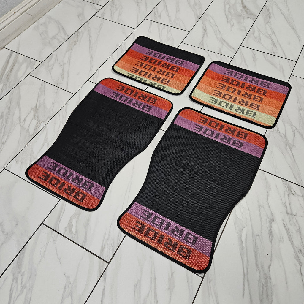 Brand New 4PCS UNIVERSAL BRIDE MIX Racing Fabric Car Floor Mats Interior Carpets