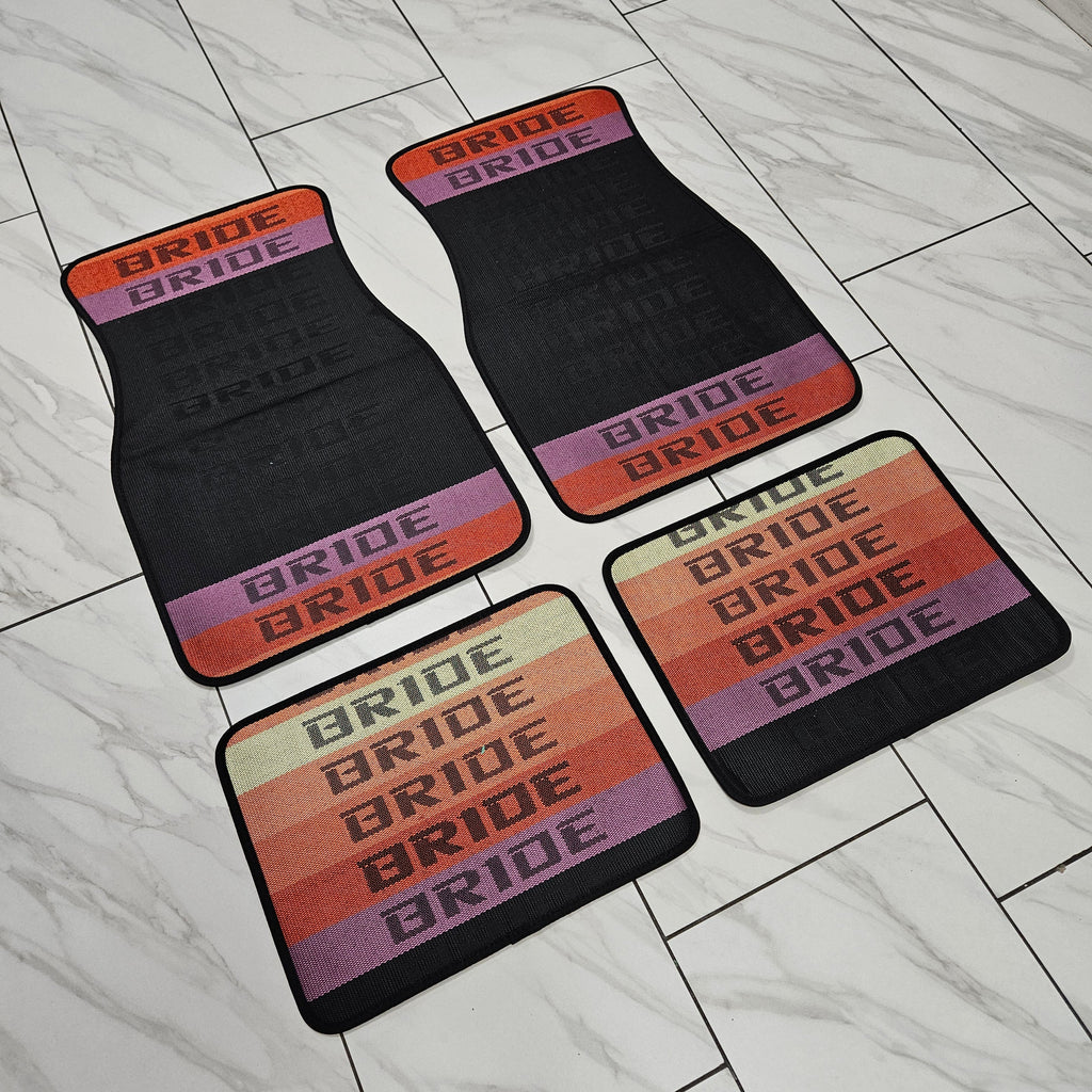 Brand New 4PCS UNIVERSAL BRIDE MIX Racing Fabric Car Floor Mats Interior Carpets