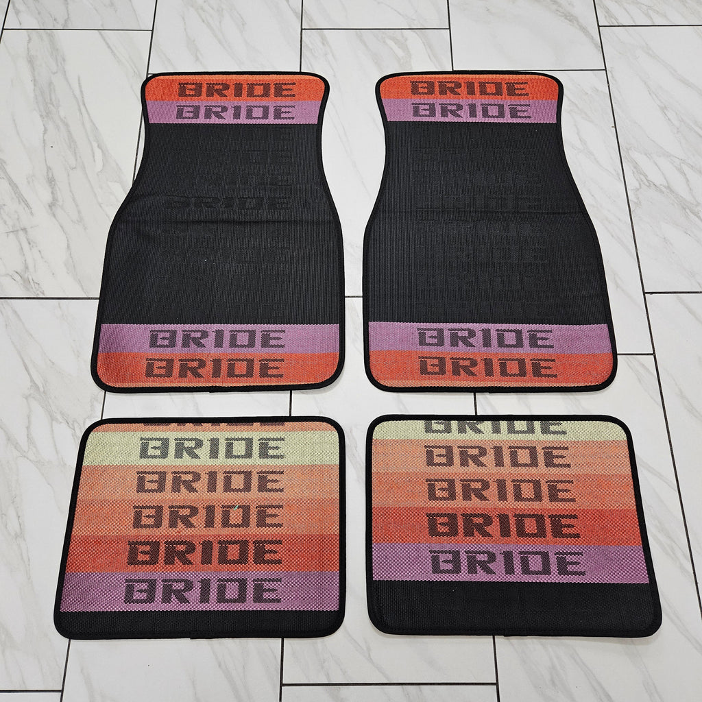 Brand New 4PCS UNIVERSAL BRIDE MIX Racing Fabric Car Floor Mats Interior Carpets
