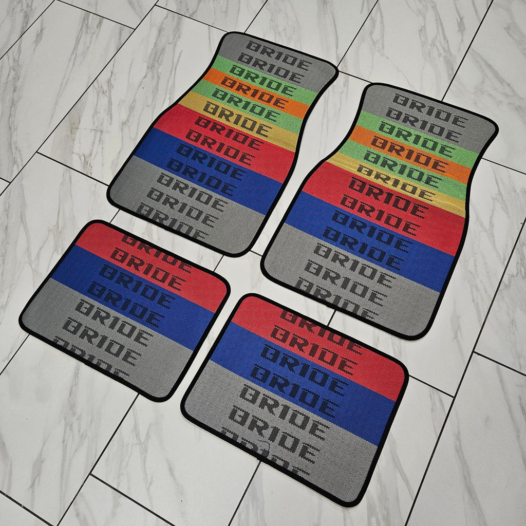 Brand New 4PCS UNIVERSAL BRIDE MIX Racing Fabric Car Floor Mats Interior Carpets