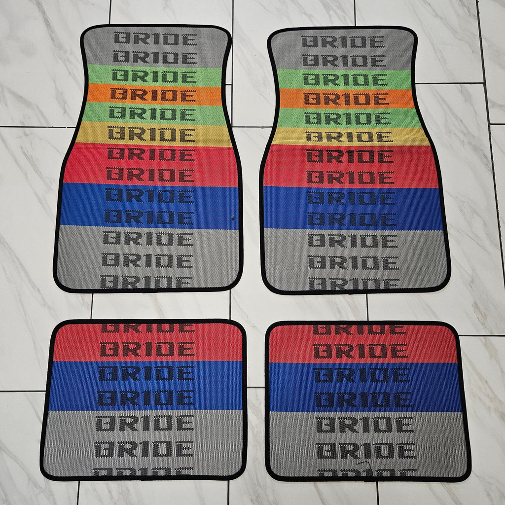 Brand New 4PCS UNIVERSAL BRIDE MIX Racing Fabric Car Floor Mats Interior Carpets