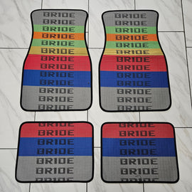 Brand New 4PCS UNIVERSAL BRIDE MIX Racing Fabric Car Floor Mats Interior Carpets