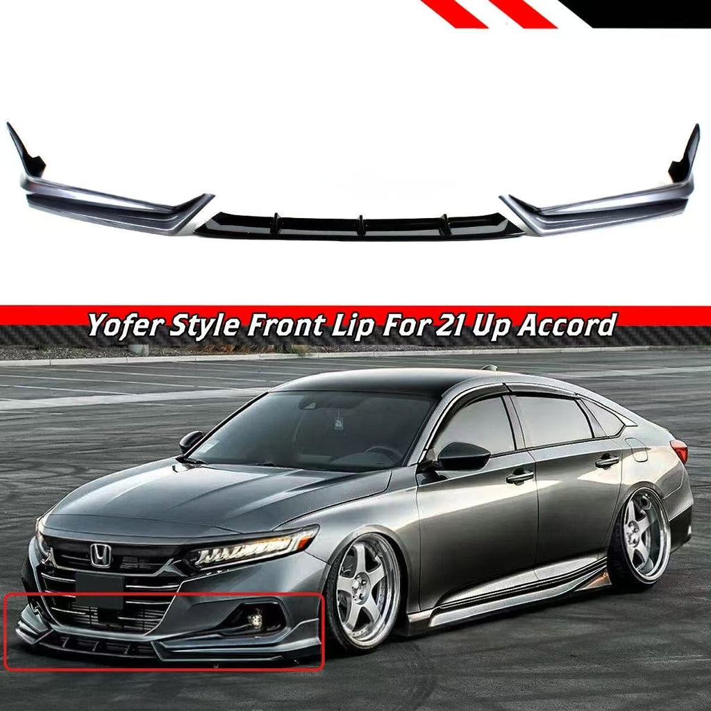 BRAND NEW 3PCS 2021-2022 Honda Accord Yofer Modern Steel Metallic Front Bumper Lip Splitter Kit