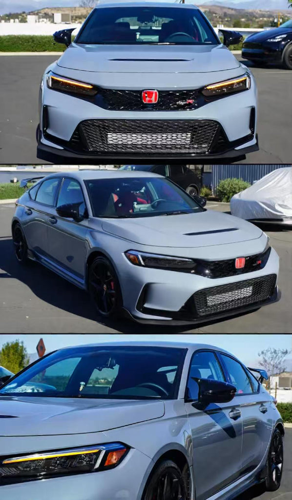 BRAND NEW 2022-2026 Honda Civic Mugen Horn Style Gloss Black Side Mirror Cover Caps W/ Light
